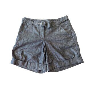 New York & Company Womens Blue Denim Cotton Cuffed Shorts Size 6 With Pockets